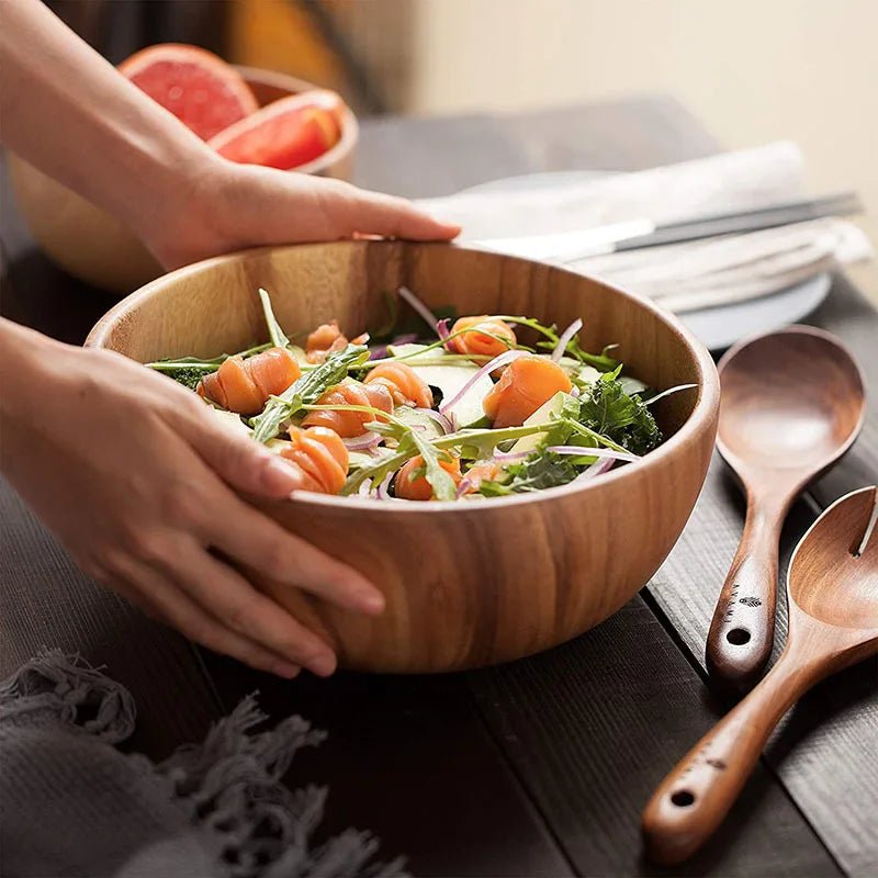 Saladier et Bol en véritable bois d'acacia | Service pour fruits, salade et soupe | Naturel, durable et écologique - Prati - Kitchen