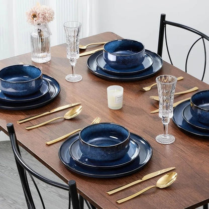 Service de Table en Grès | Glaçure Réactive Artisanale et Moderne (18 Pièces) - Prati - Kitchen