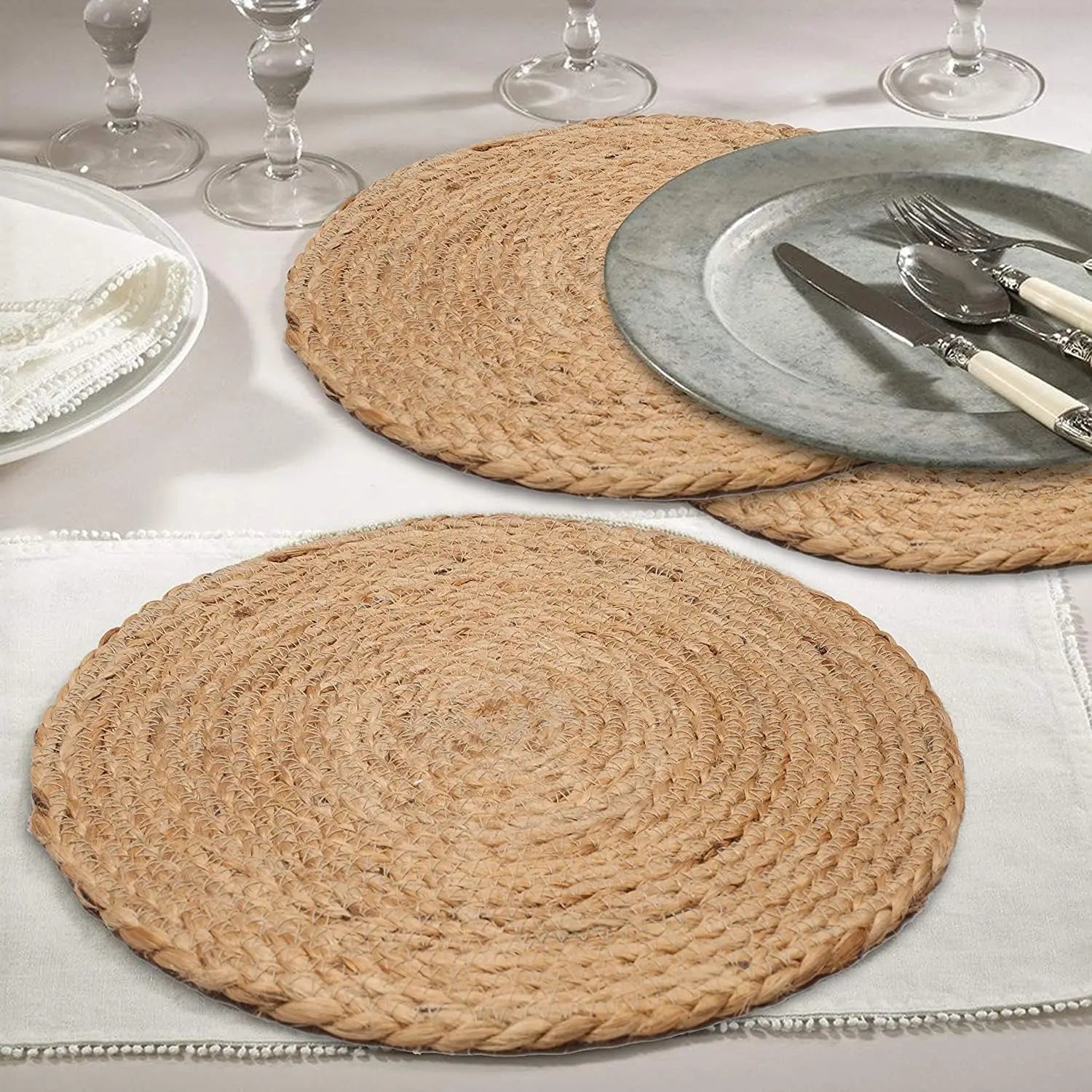 Set de Table Rond en Rotin Tressé Main | Napperon Naturel Bohème Chic - Prati - Kitchen