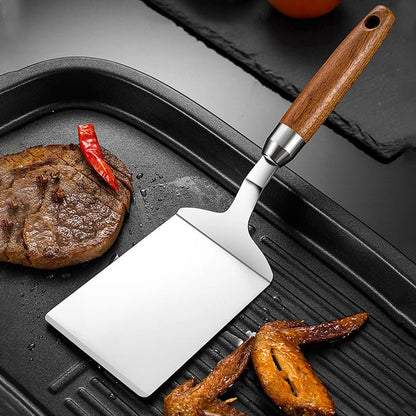 Spatule à Poisson et Steak 🥩 | Inox 18/10 Antiadhésive Naturel et Anti - Rouille | Manche en Bois pour Barbecue et Plancha - Prati - Kitchen