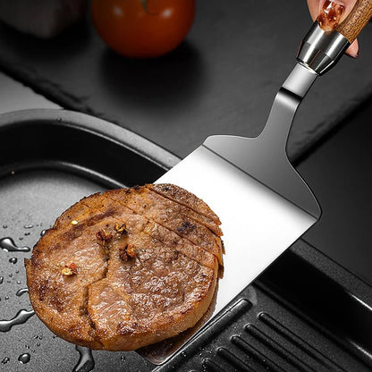 Spatule à Poisson et Steak 🥩 | Inox 18/10 Antiadhésive Naturel et Anti - Rouille | Manche en Bois pour Barbecue et Plancha - Prati - Kitchen