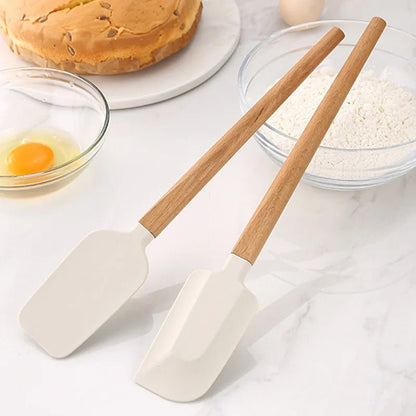 Spatule de cuisine en silicone platine et manche en bois | Résistante à la chaleur - Prati - Kitchen