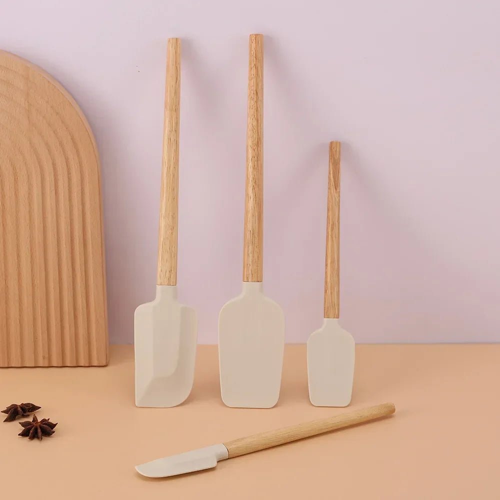 Spatule de cuisine en silicone platine et manche en bois | Résistante à la chaleur - Prati - Kitchen