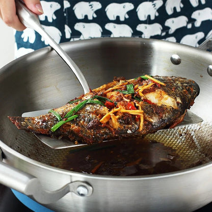 Spatule de Poisson 🐟 et Steak en Inox 18/10 | Retourneur de Poisson Biseauté Extra - Large | Ustensile de Cuisine Fendu Professionnel - Prati - Kitchen