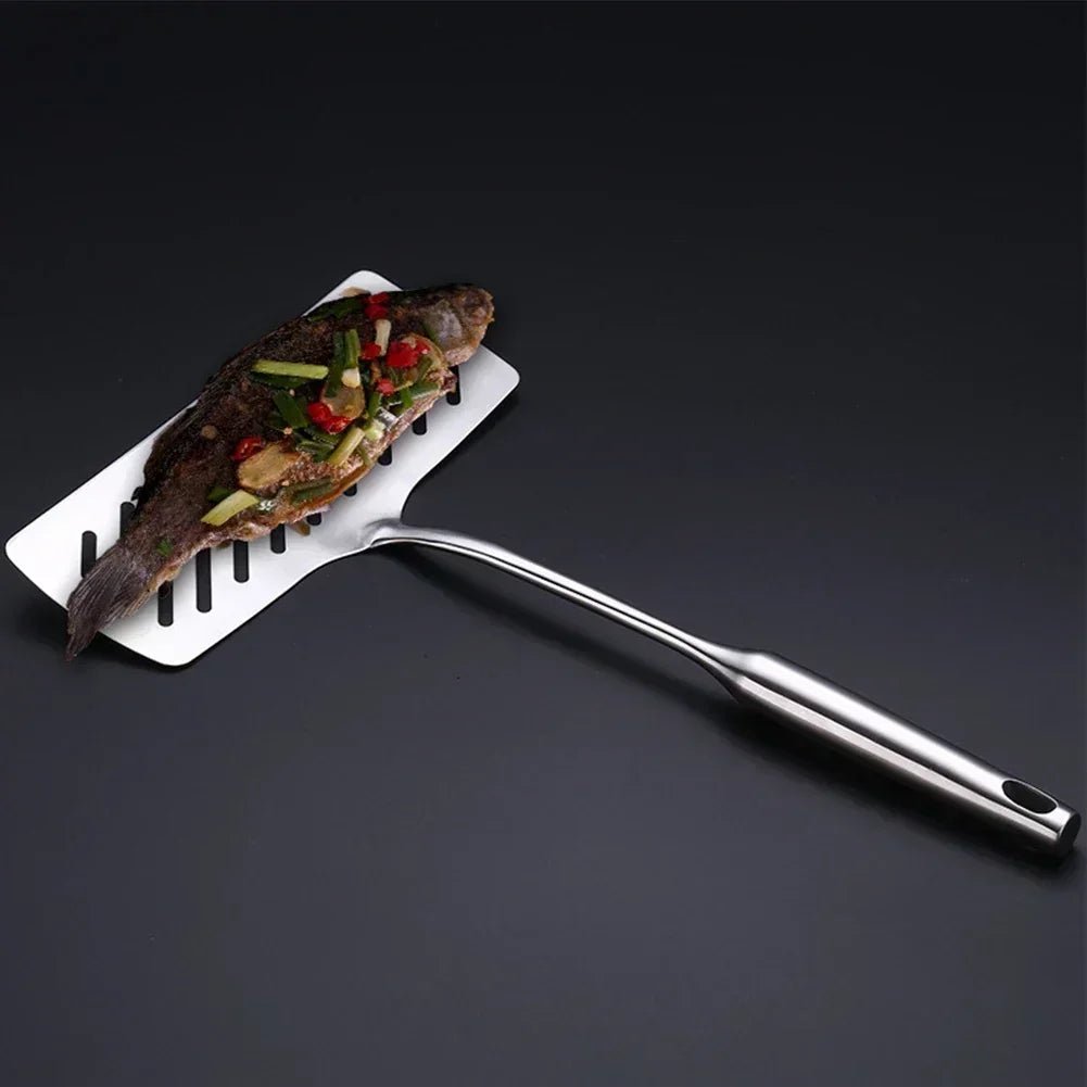 Spatule de Poisson 🐟 et Steak en Inox 18/10 | Retourneur de Poisson Biseauté Extra - Large | Ustensile de Cuisine Fendu Professionnel - Prati - Kitchen