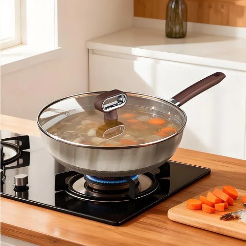 Wok antiadhésif en inox et titane - Prati-Kitchen