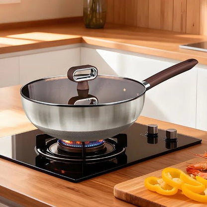 Wok antiadhésif en inox et titane - Prati-Kitchen