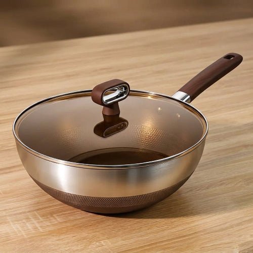 Wok antiadhésif en inox et titane - Prati-Kitchen