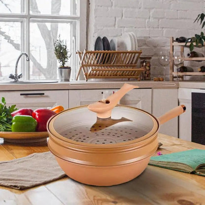 WOK en Argile| avec Couvercle, avec Cuiseur à vapeur - Prati - Kitchen
